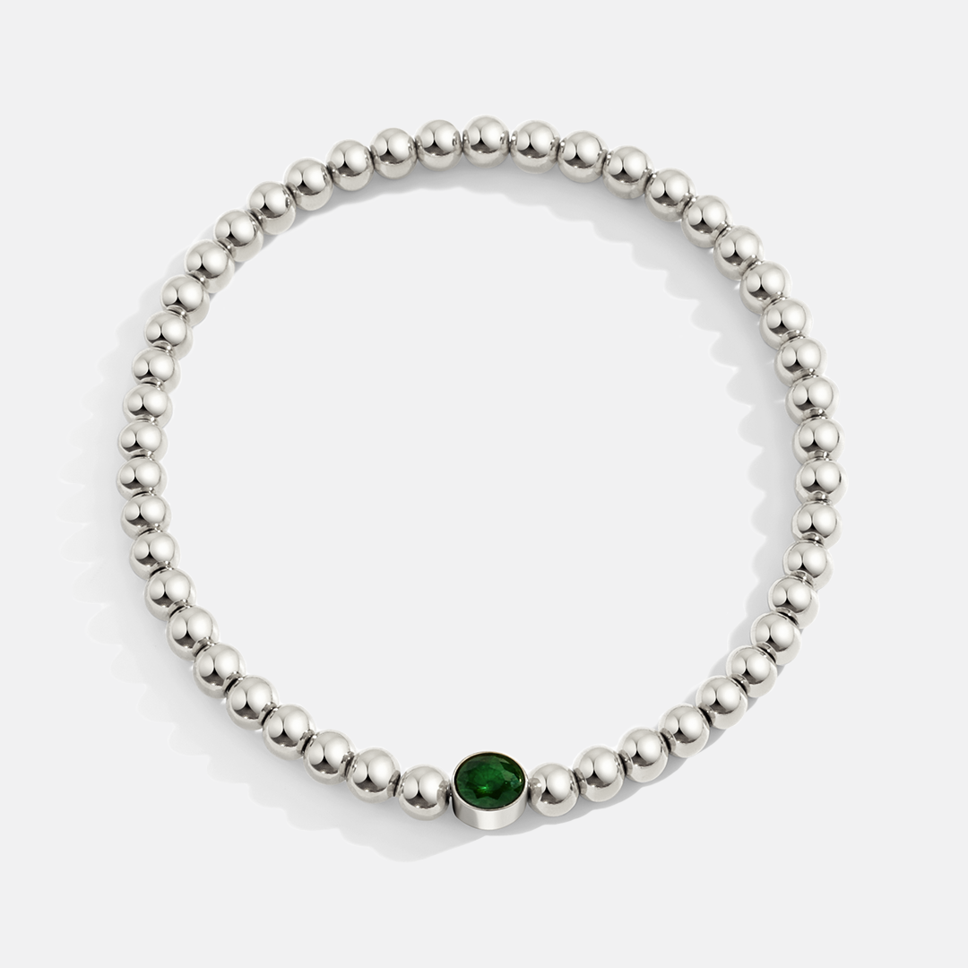 Vergoldetes Perlenarmband mit Geburtsstein