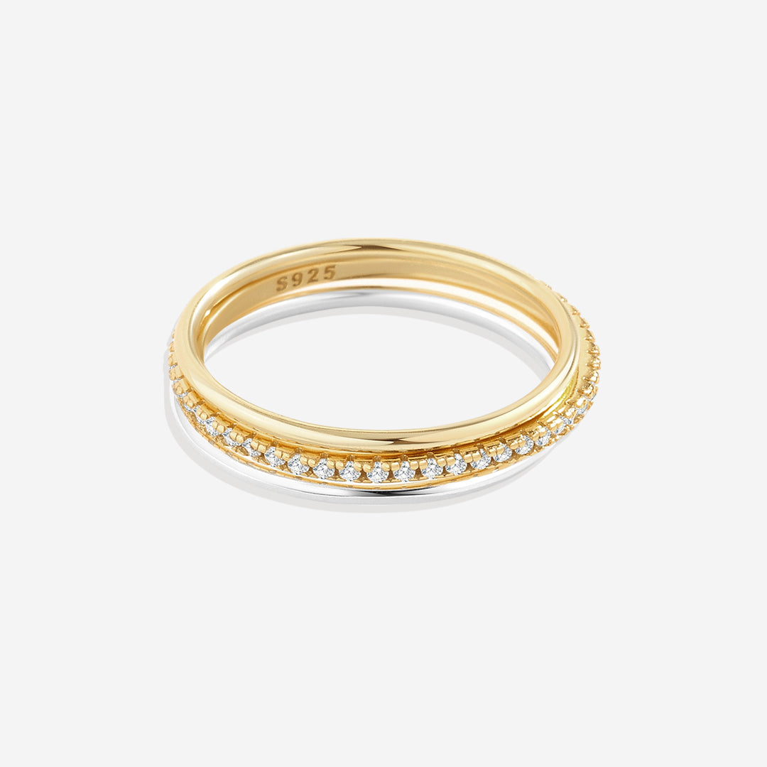 Set di anelli impilabili in oro e argento