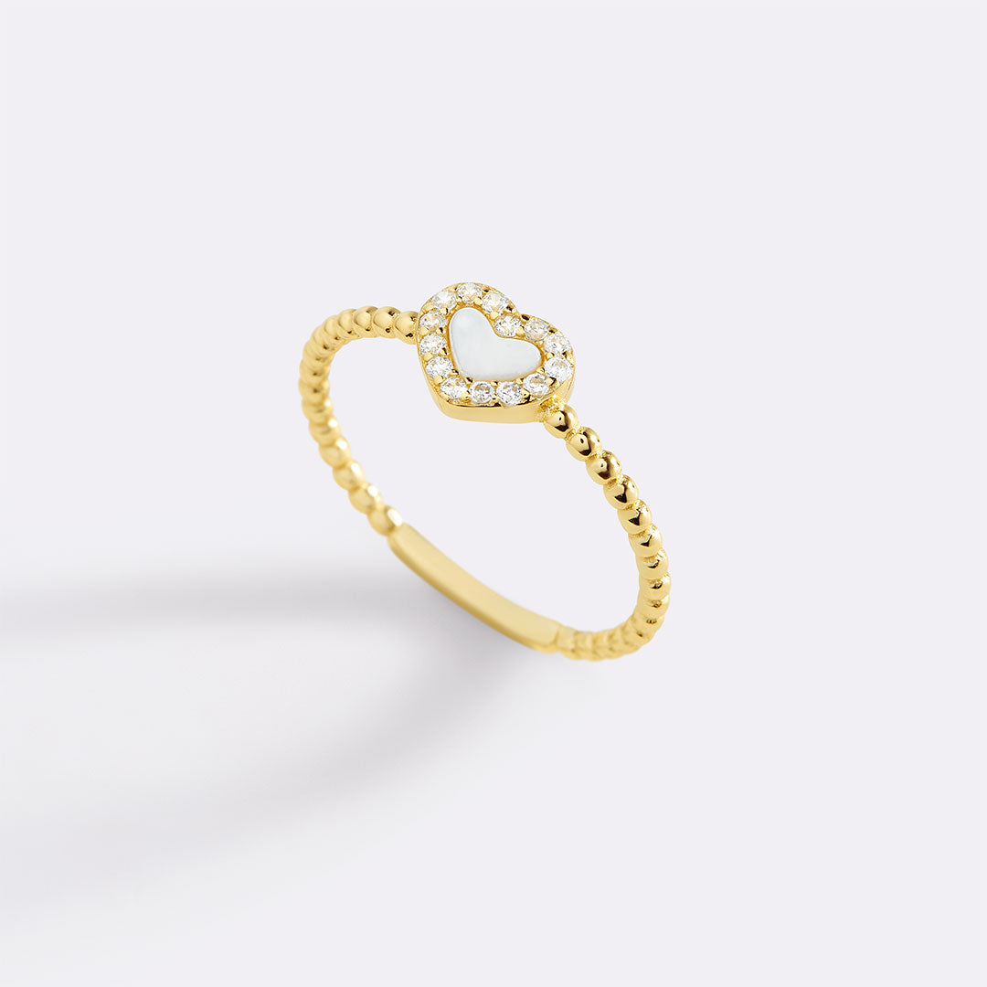 Anello a Fascia con Cuore in Gemma Minuscola