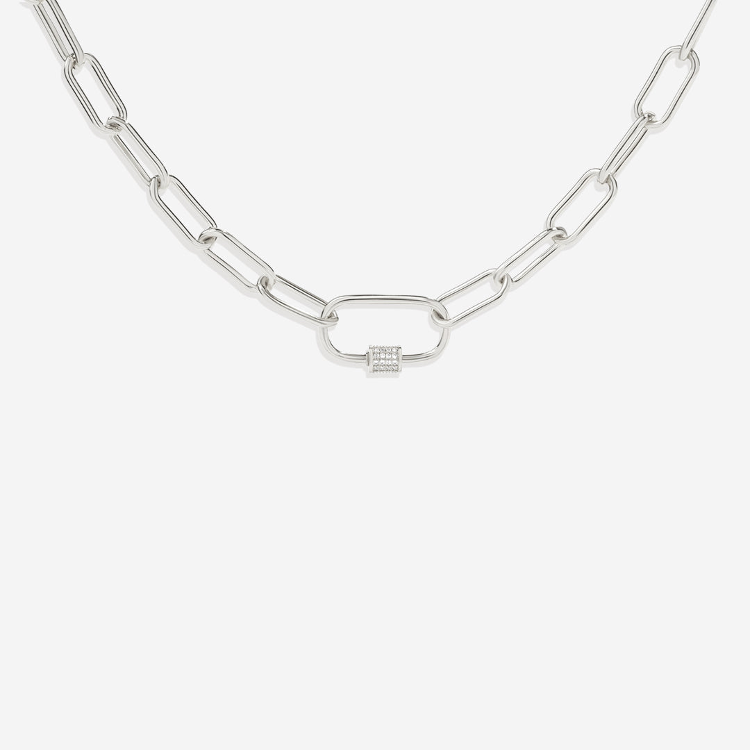 Collana a catena con moschettone pavé
