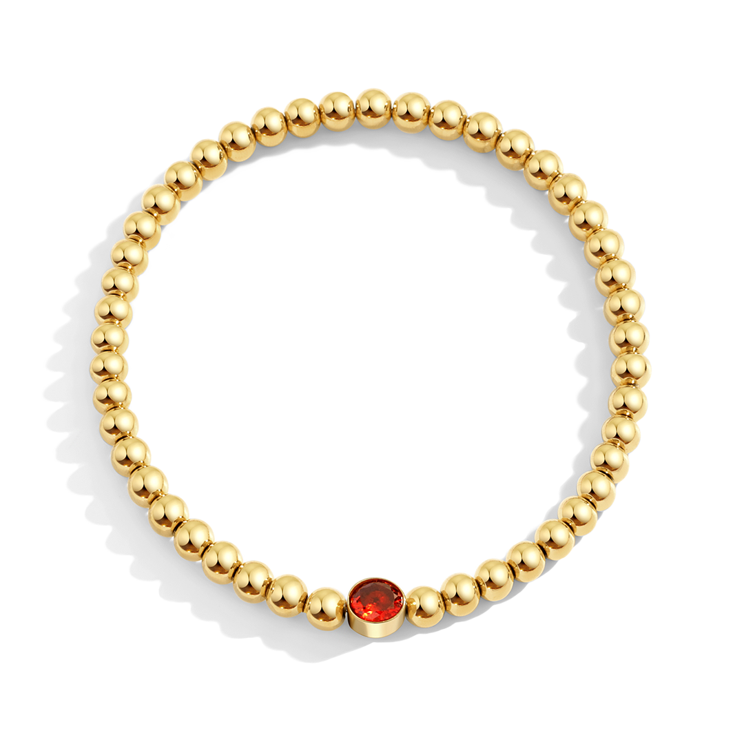 Vergoldetes Perlenarmband mit Geburtsstein