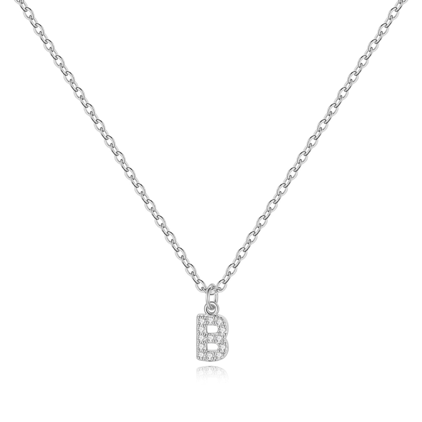 Halskette mit Initiale aus Sterlingsilber und Pavé
