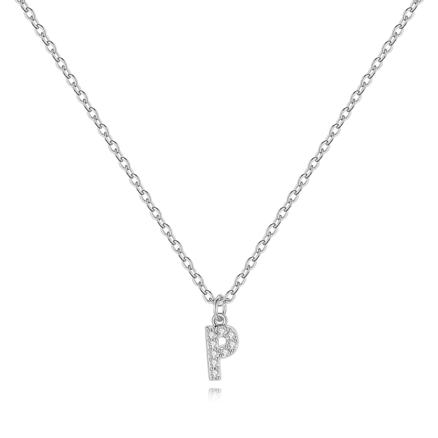 Halskette mit Initiale aus Sterlingsilber und Pavé
