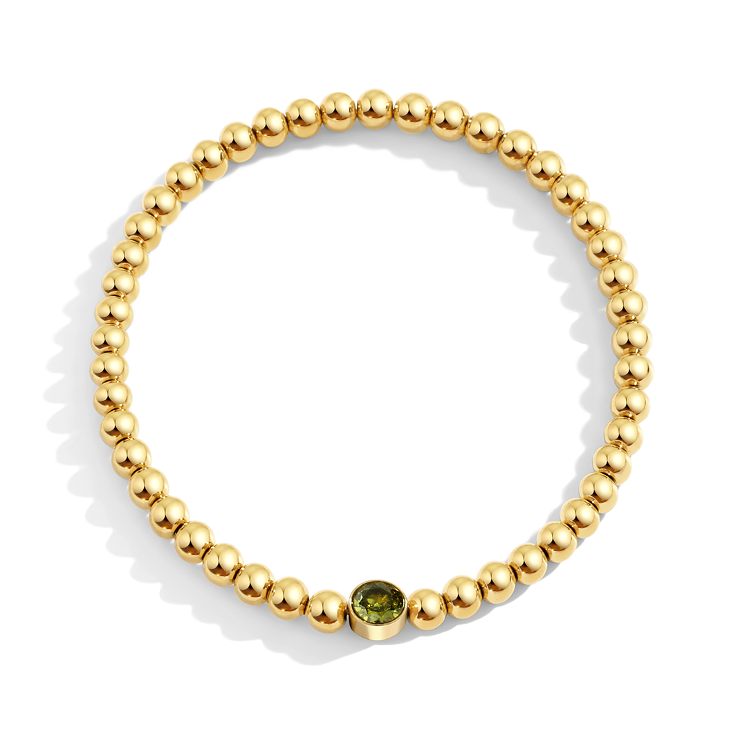 Vergoldetes Perlenarmband mit Geburtsstein