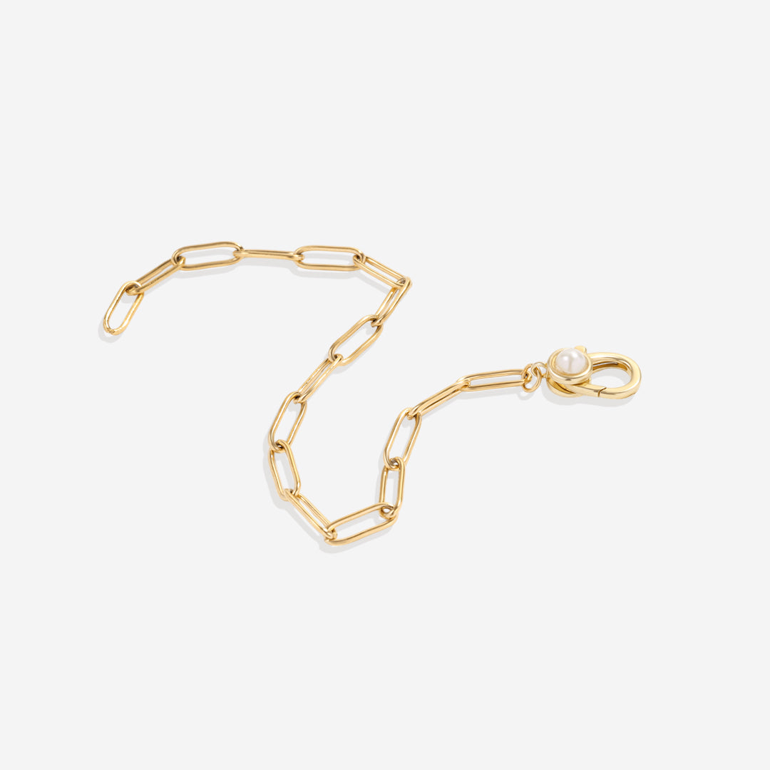 Bracciale paperclip con accento di perla