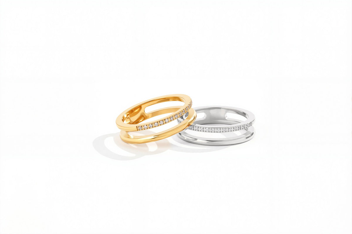 Double Band Pave Ring
