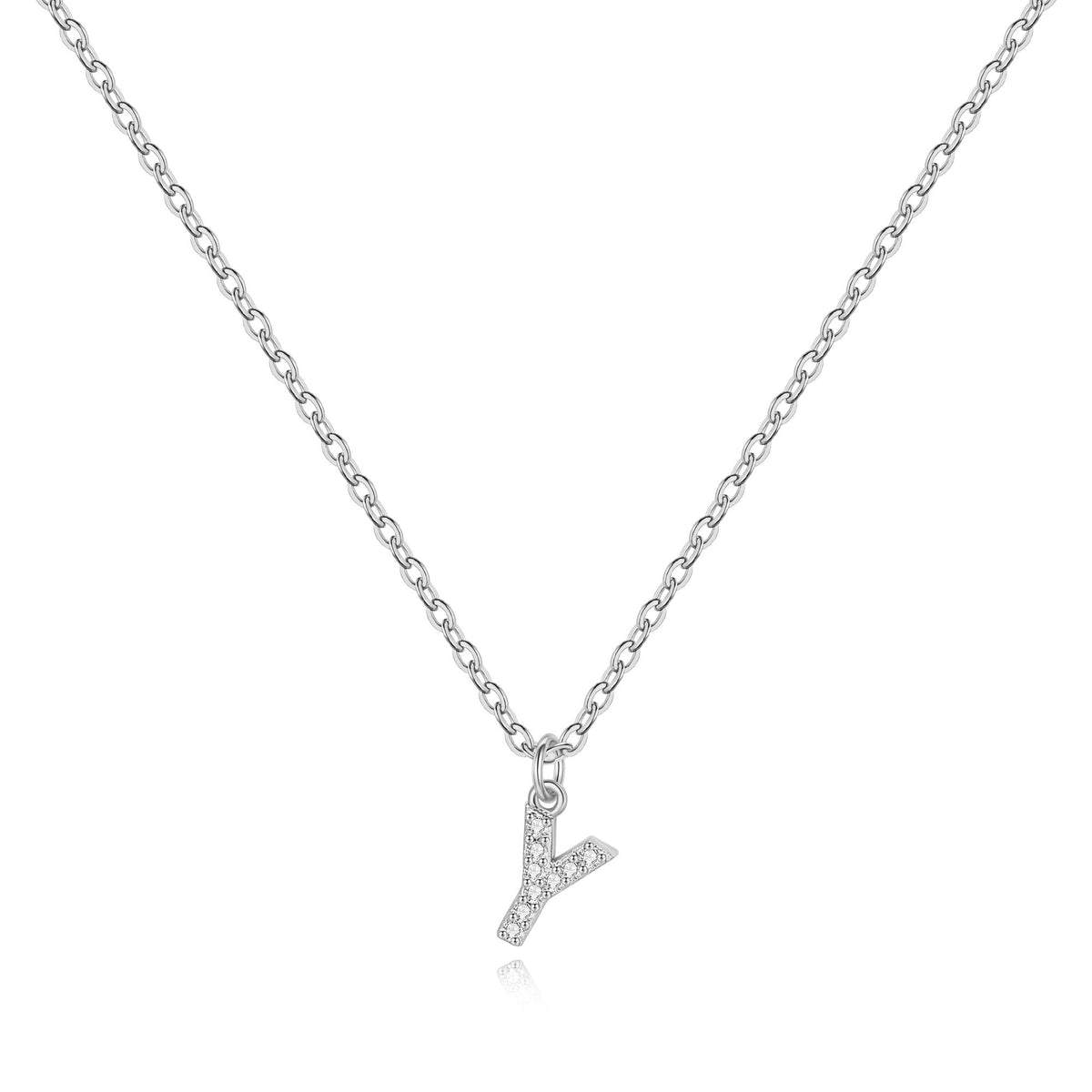 Halskette mit Initiale aus Sterlingsilber und Pavé