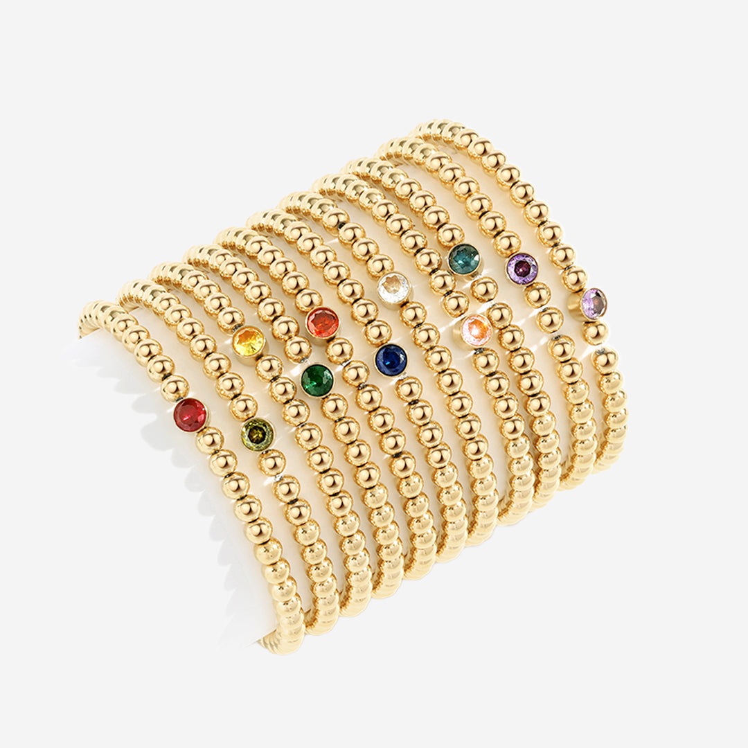 Vergoldetes Perlenarmband mit Geburtsstein