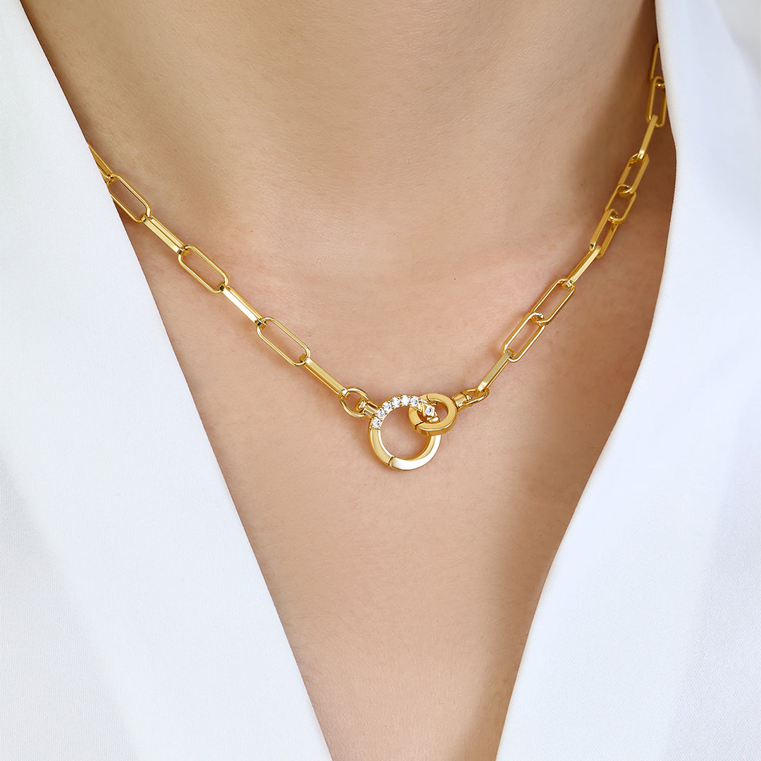 Collana con graffetta e pavé di menta