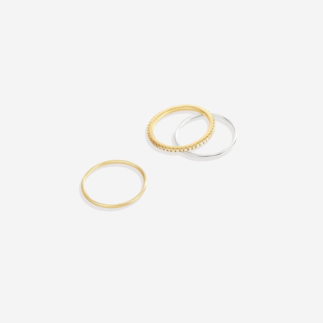 Set di anelli impilabili in oro e argento