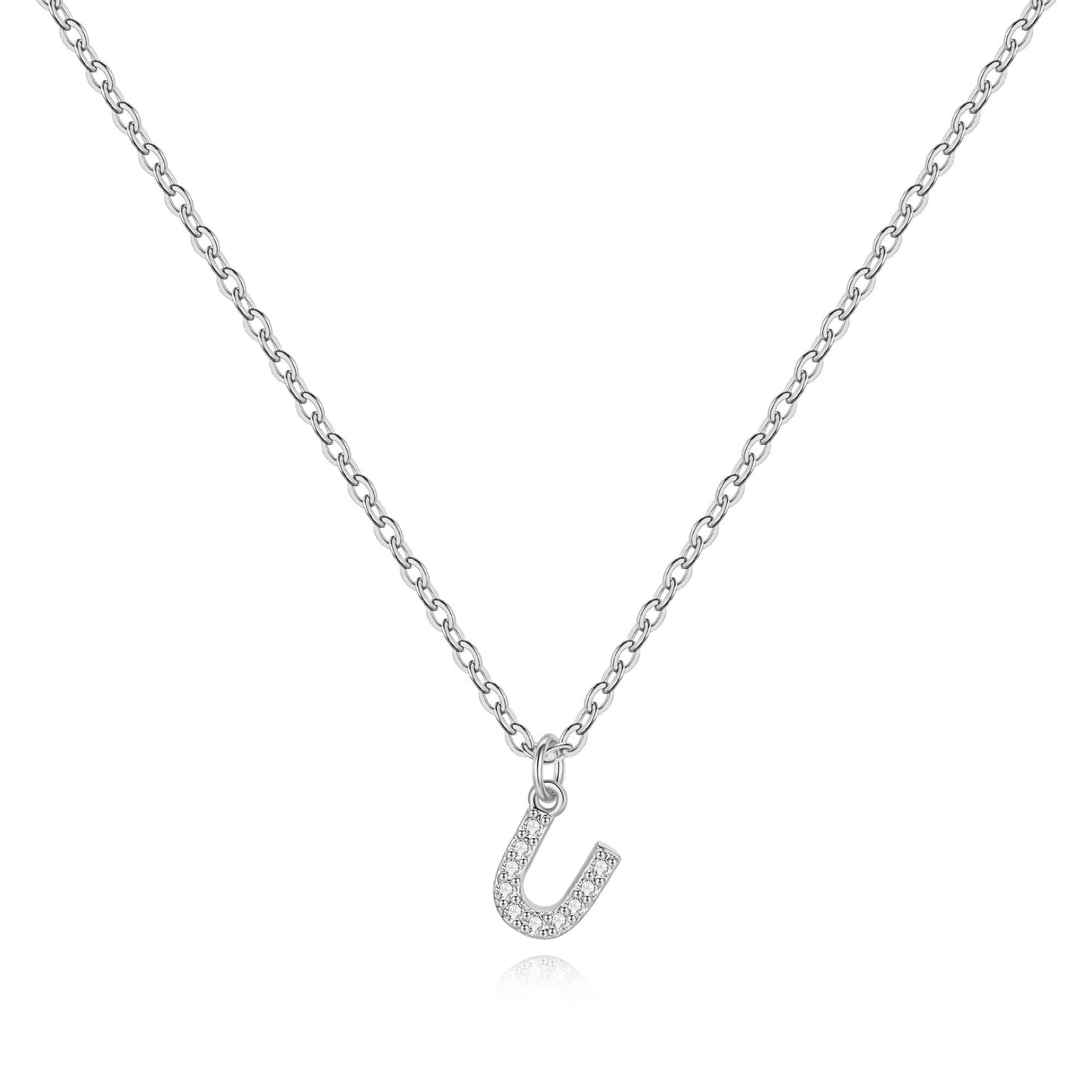 Halskette mit Initiale aus Sterlingsilber und Pavé
