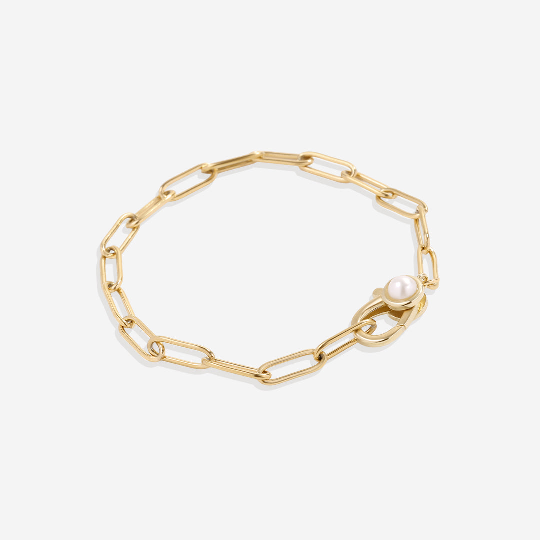 Bracciale paperclip con accento di perla