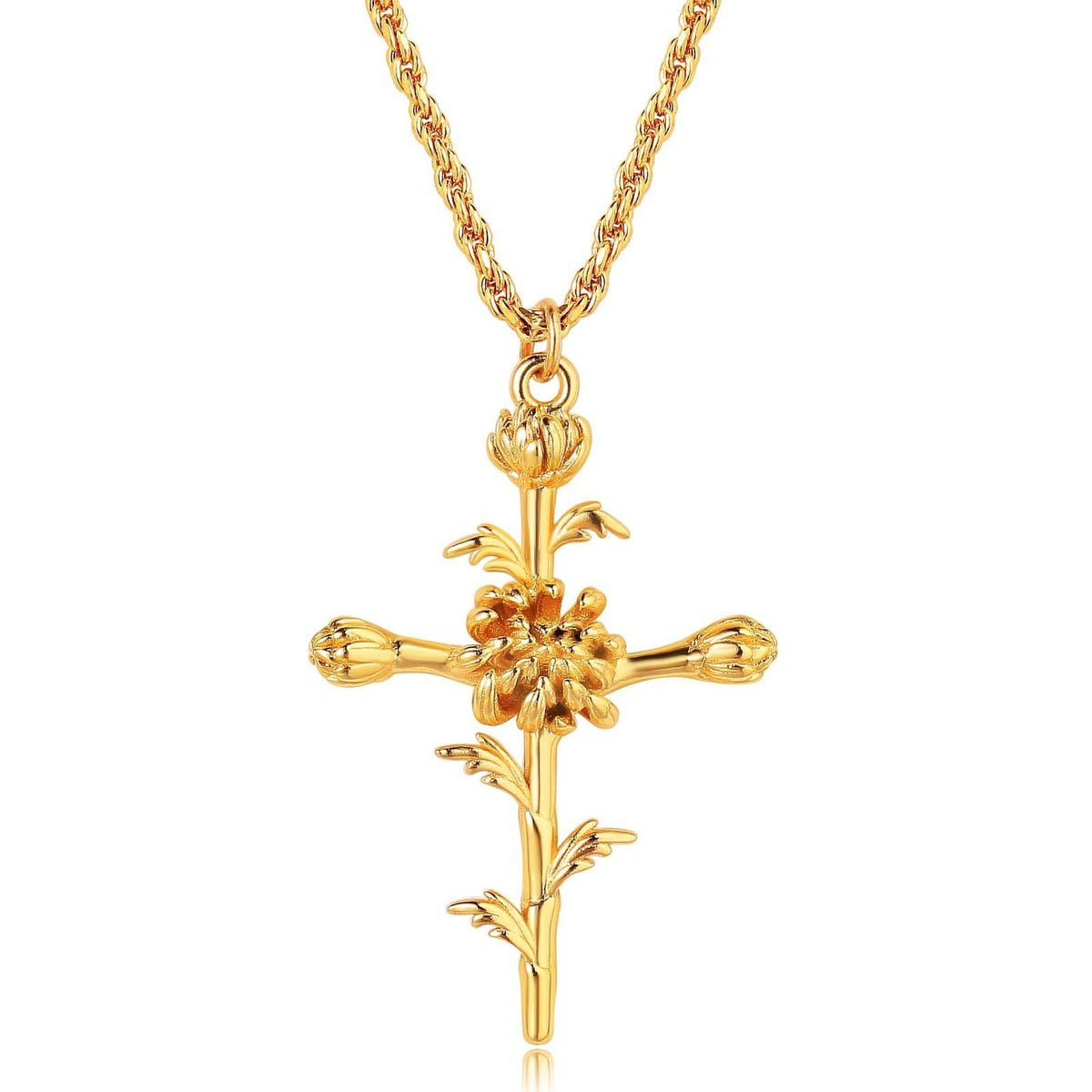 Collana con Pendente Croce Floreale