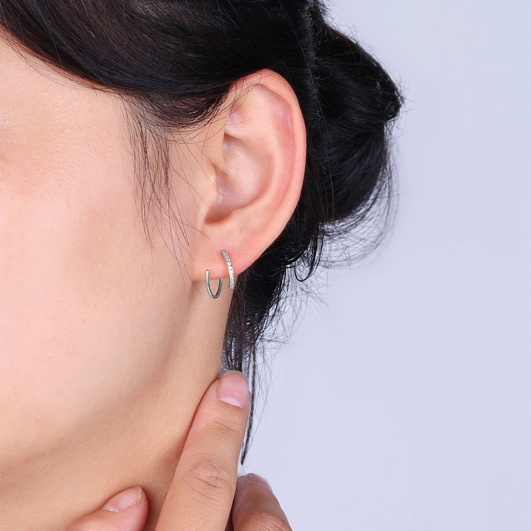 Orecchini a cerchio Huggie a doppio anello