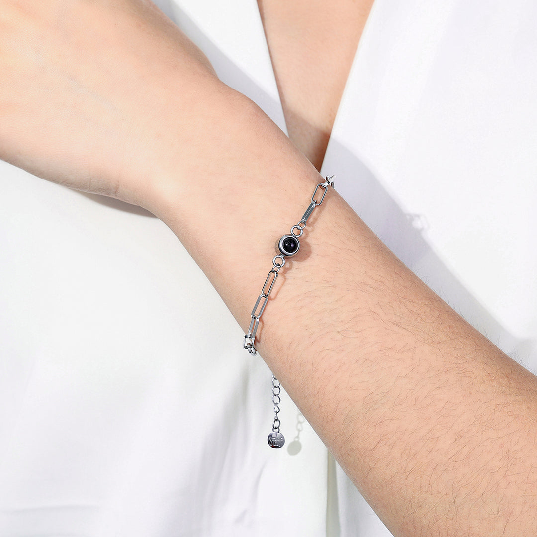 Fotoarmband mit Büroklammerkette