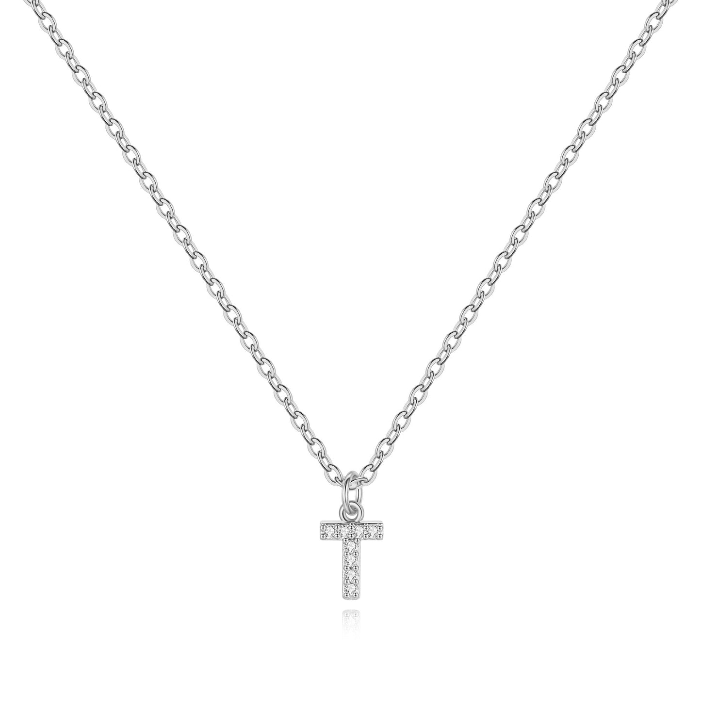 Halskette mit Initiale aus Sterlingsilber und Pavé