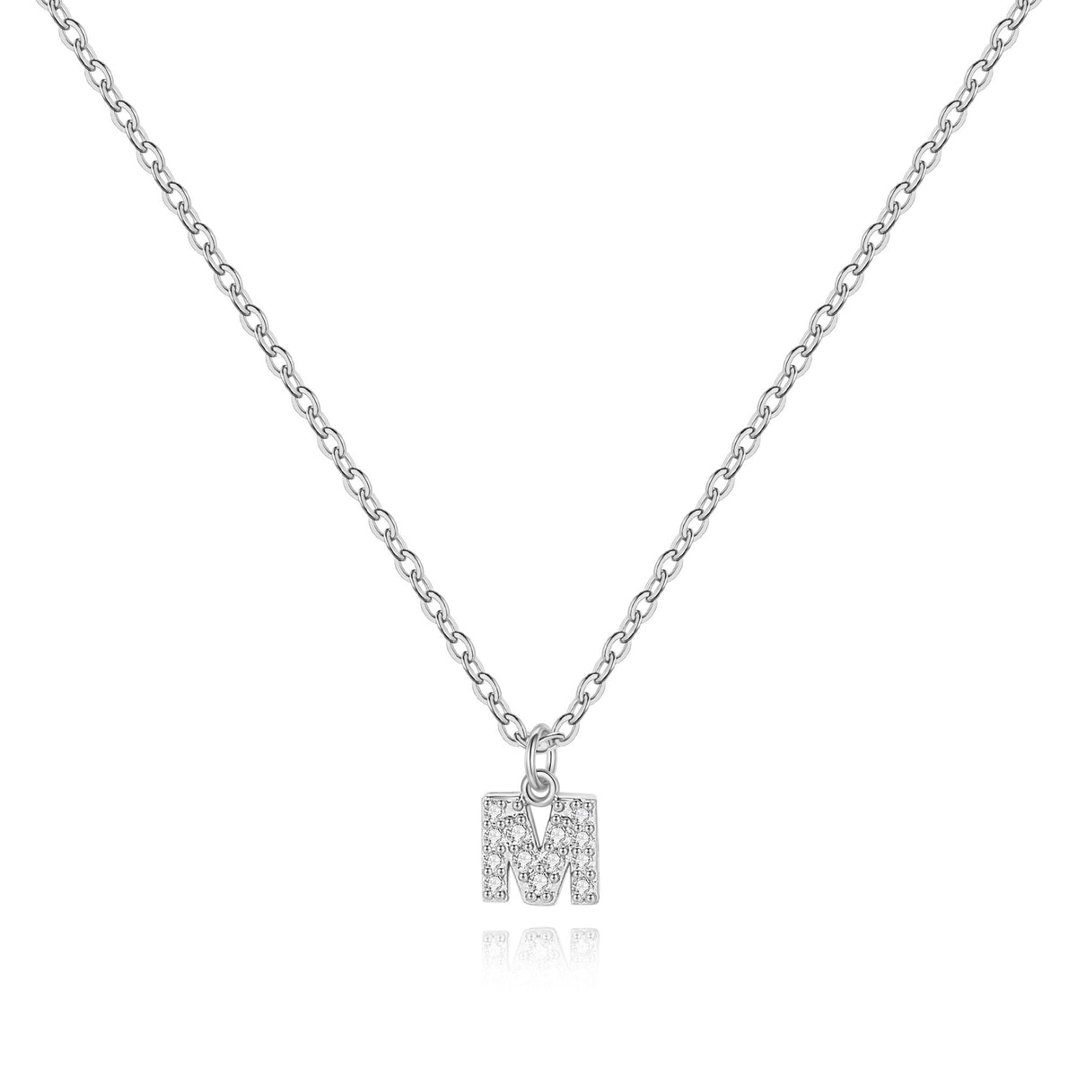 Halskette mit Initiale aus Sterlingsilber und Pavé