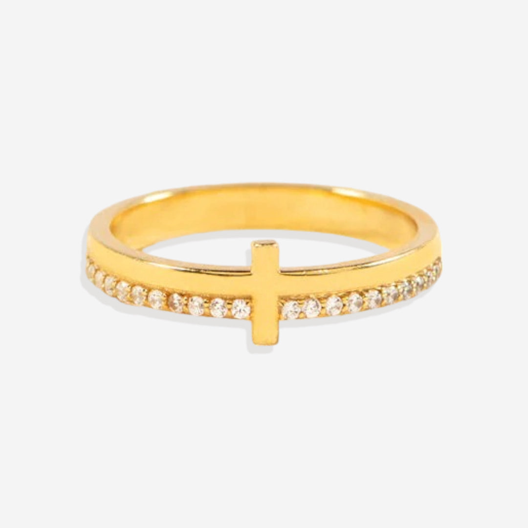 Lass Gott die Kontrolle haben Goldenes Kreuz Ring