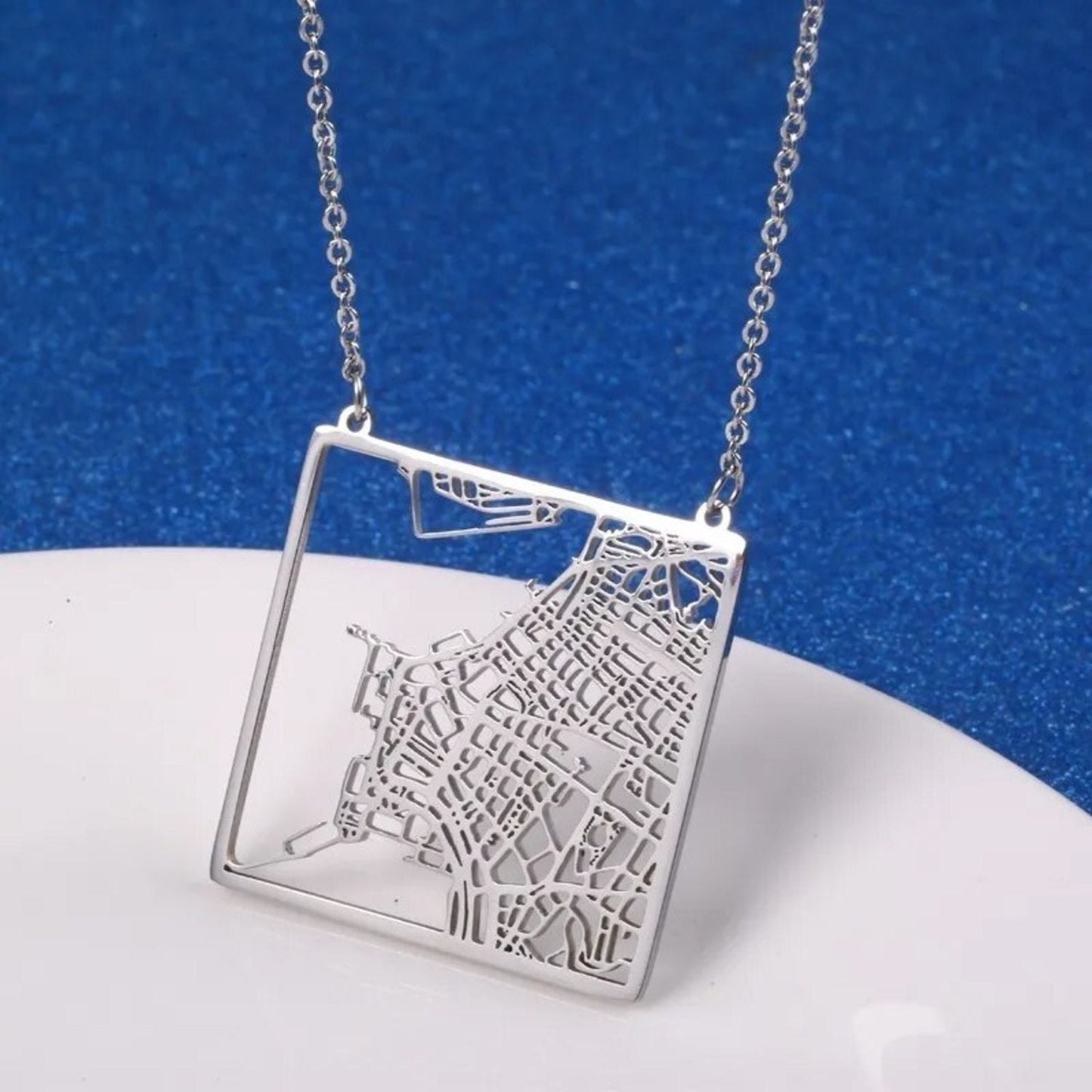 Custom Map Pendant Necklace