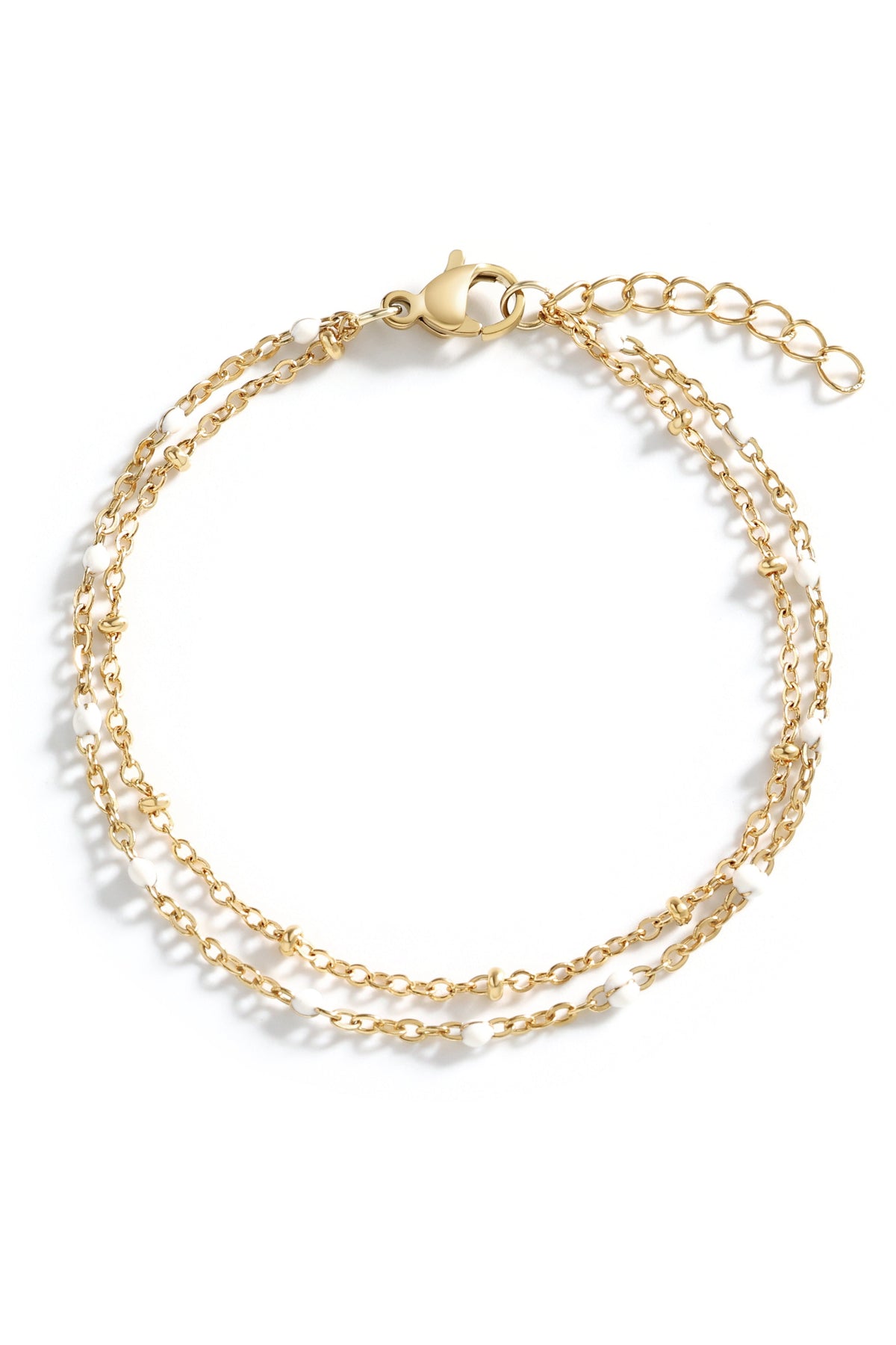 Bracciale Doppia Catena Delicata con Perline
