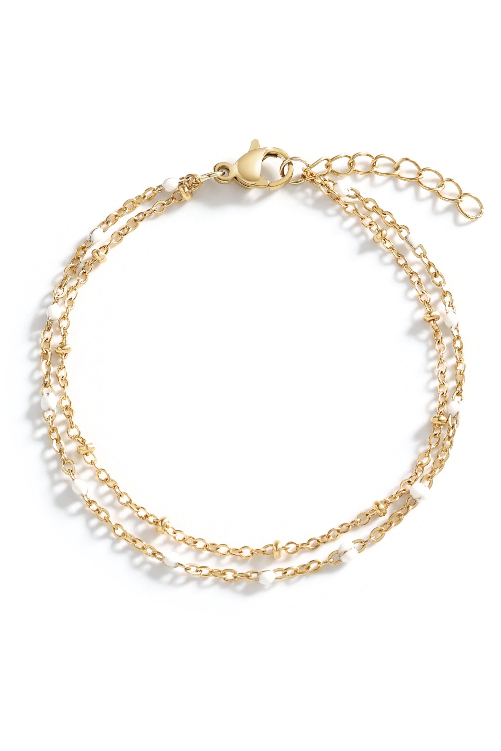 Bracciale Doppia Catena Delicata con Perline