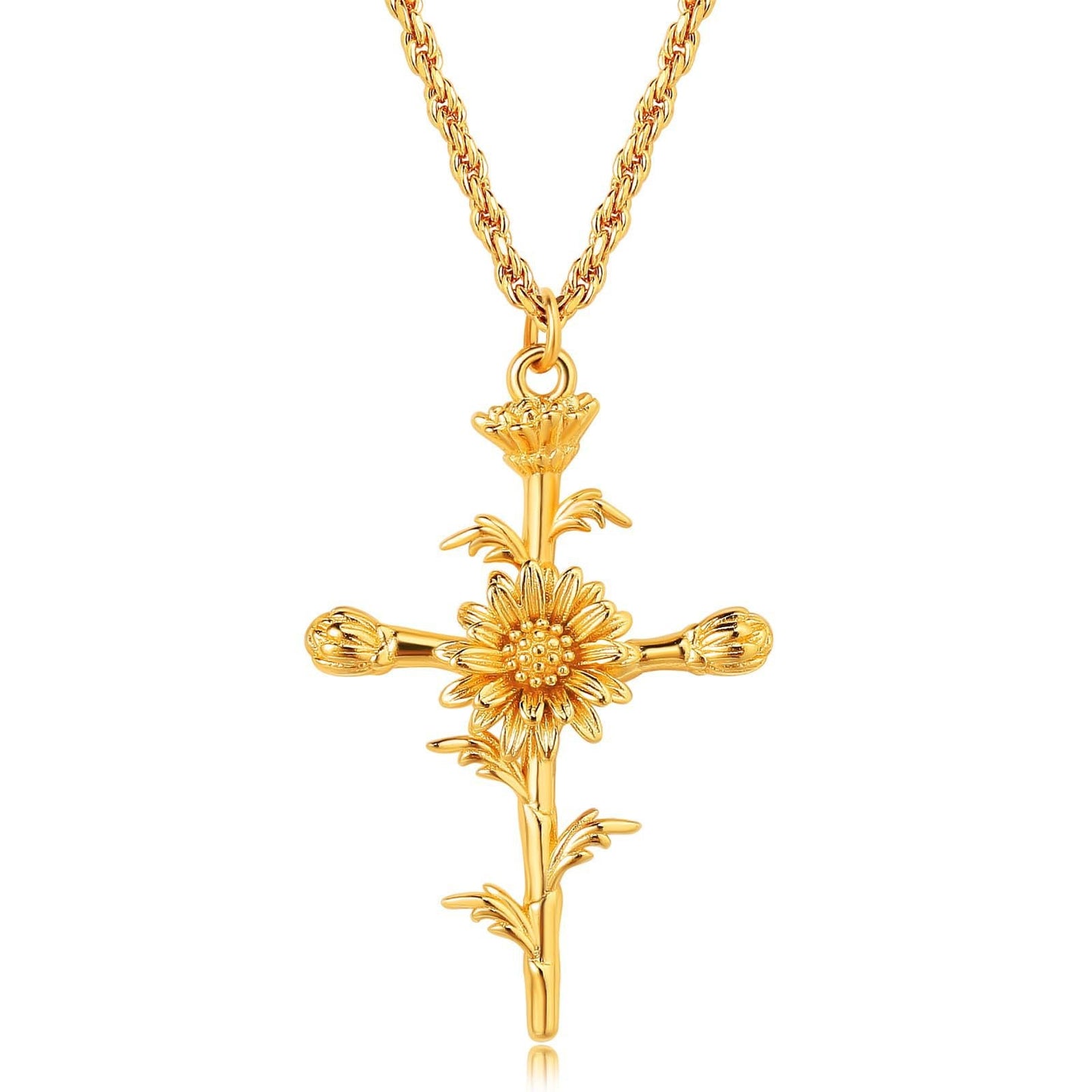 Collana con Pendente Croce Floreale