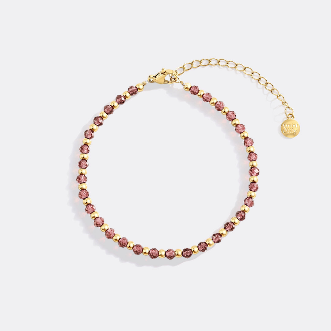 Geburtsstein- und Goldperlenarmband