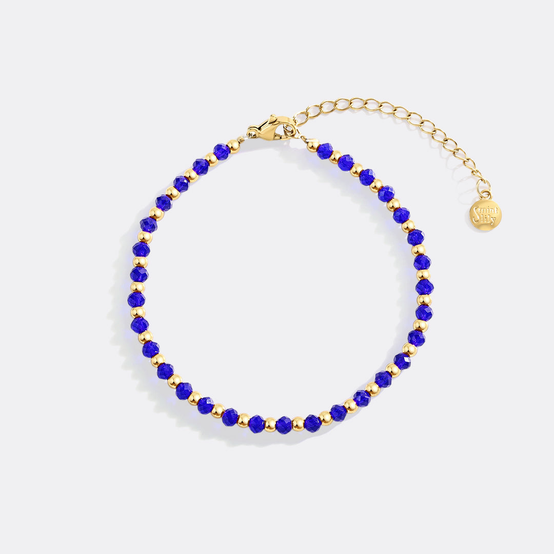 Geburtsstein- und Goldperlenarmband