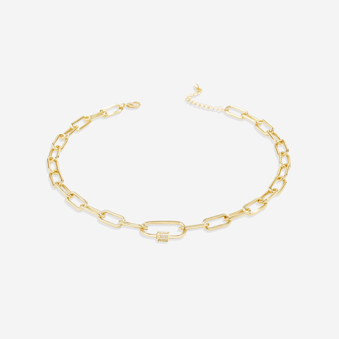 Collana a catena con moschettone pavé