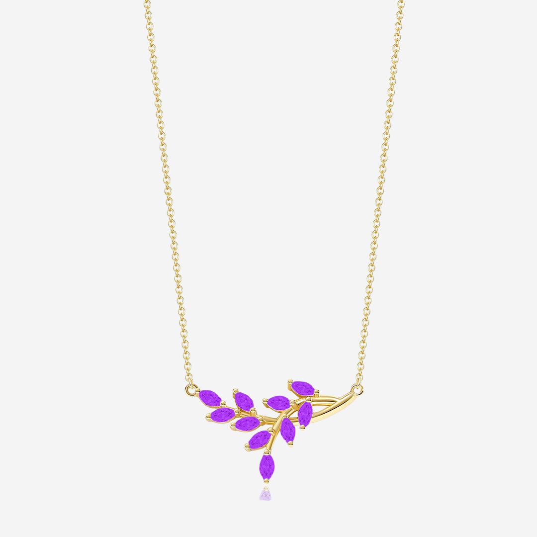 Collana pendente a foglia con pietra portafortuna