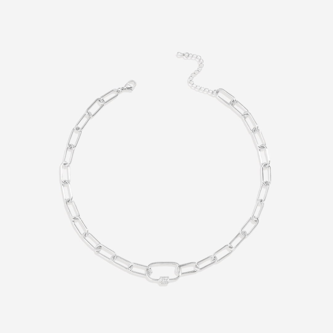 Collana a catena con moschettone pavé