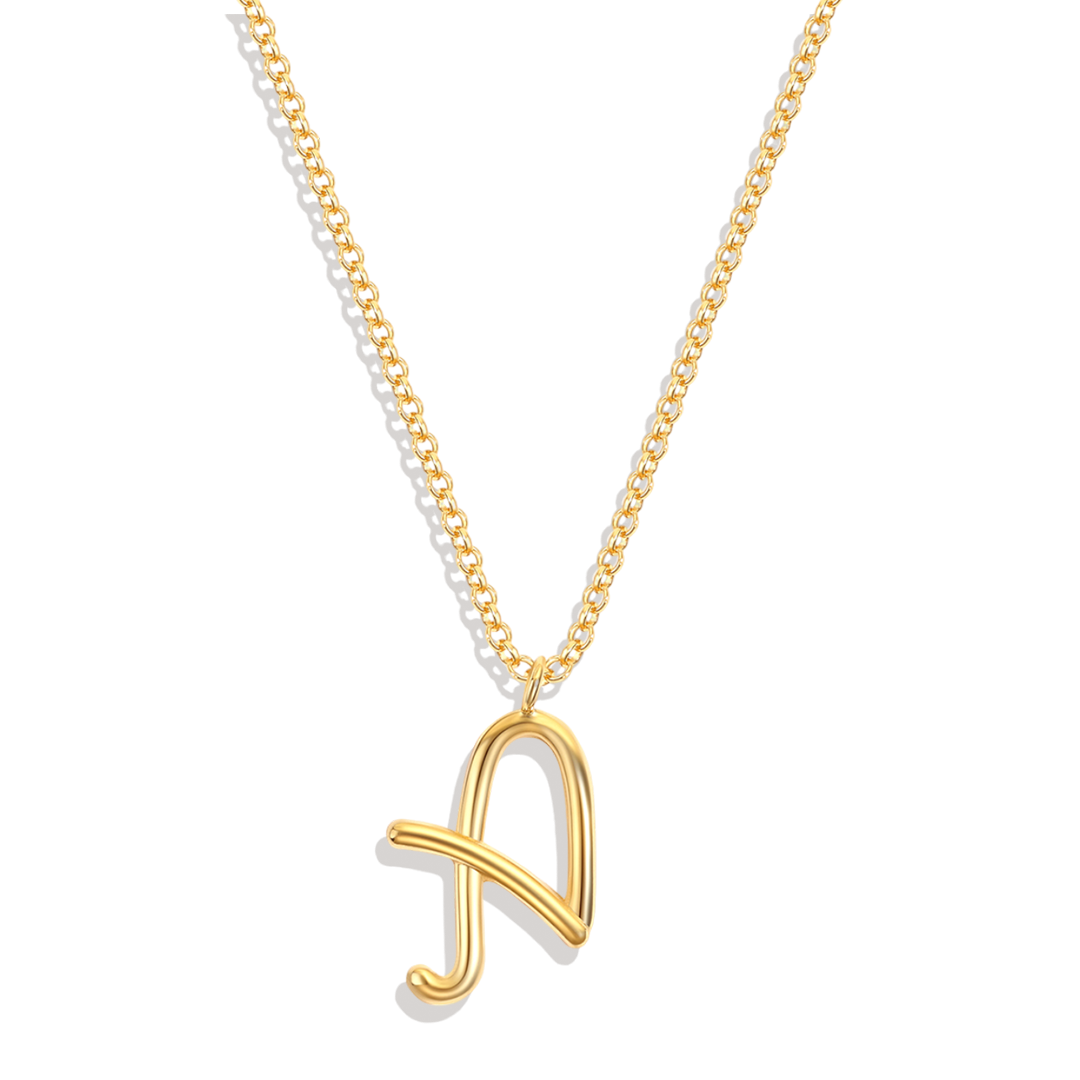 Flow Script Initial Necklace — Vanny Jewels