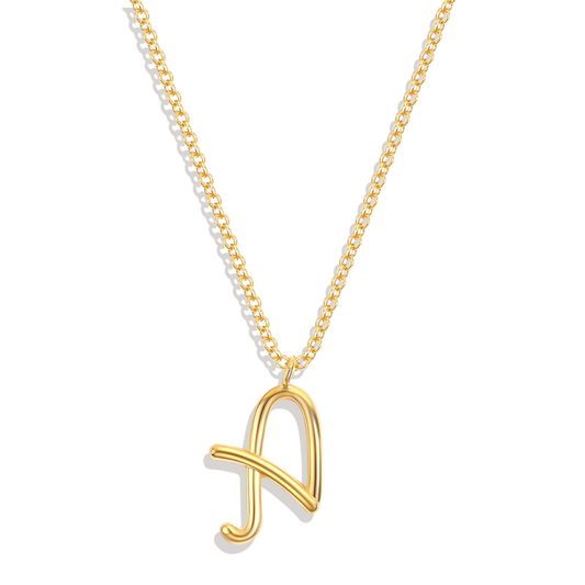 Flow Script Initial Necklace — Vanny Jewels