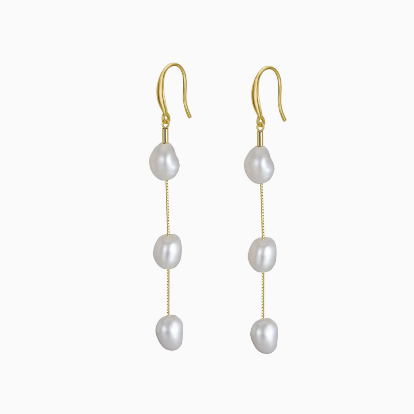 Freshwater Pearl Drop Earrings in gold tone