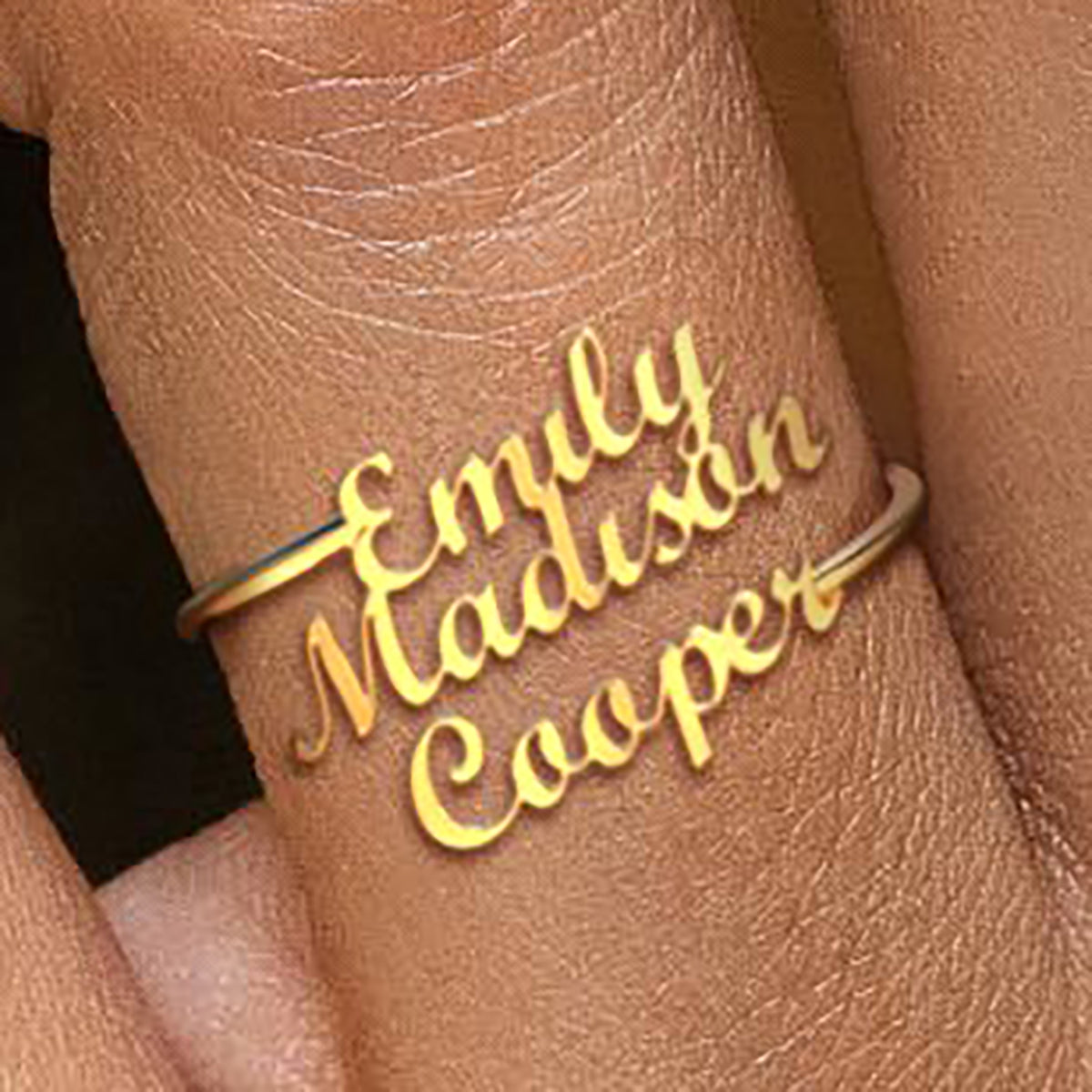 Triple Name Ring in gold tone