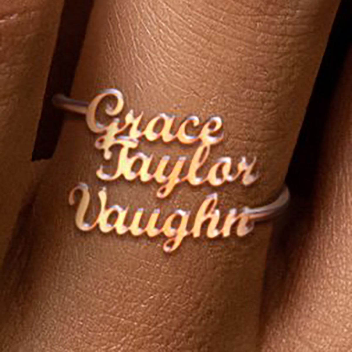 Triple Name Ring in rose gold tone