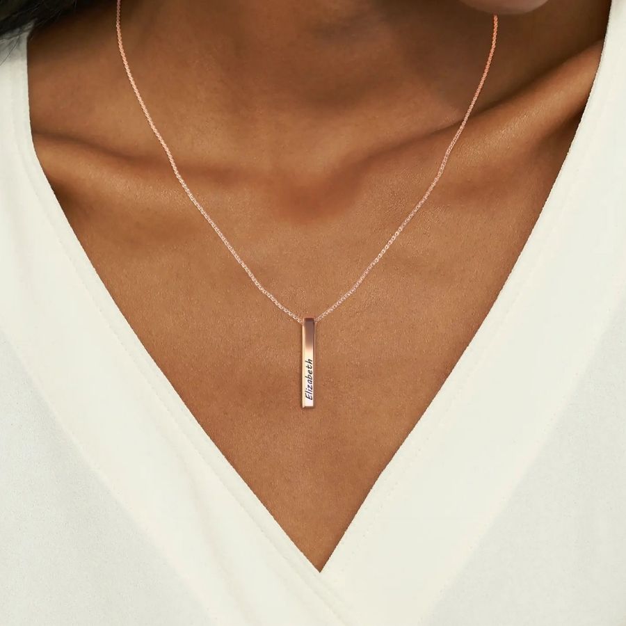 Muse Pillar Bar Necklace in rose gold tone