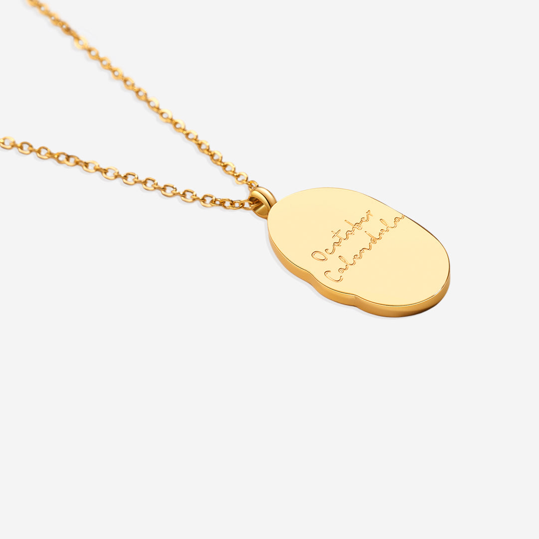 Gold Birth Flower Pendant Necklace in gold tone