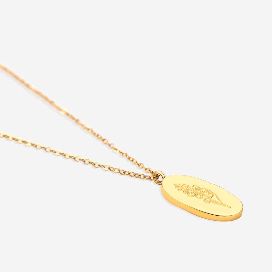 Gold Birth Flower Pendant Necklace in gold tone