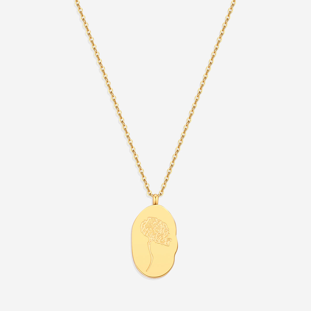 Gold Birth Flower Pendant Necklace in gold tone with November birthstone