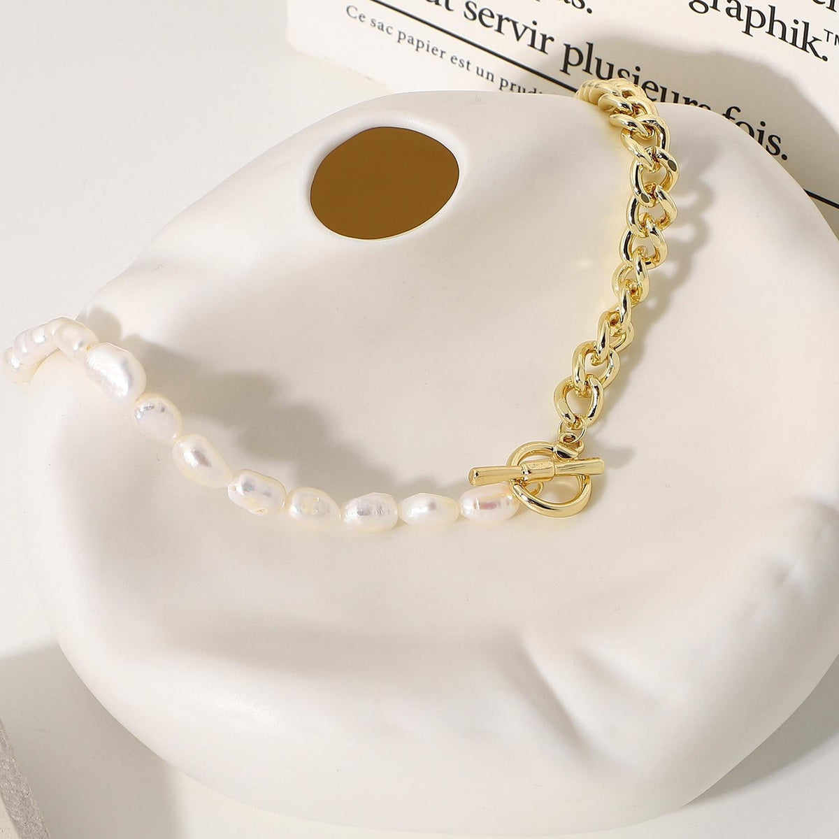 Perlenkette mit teils Kette