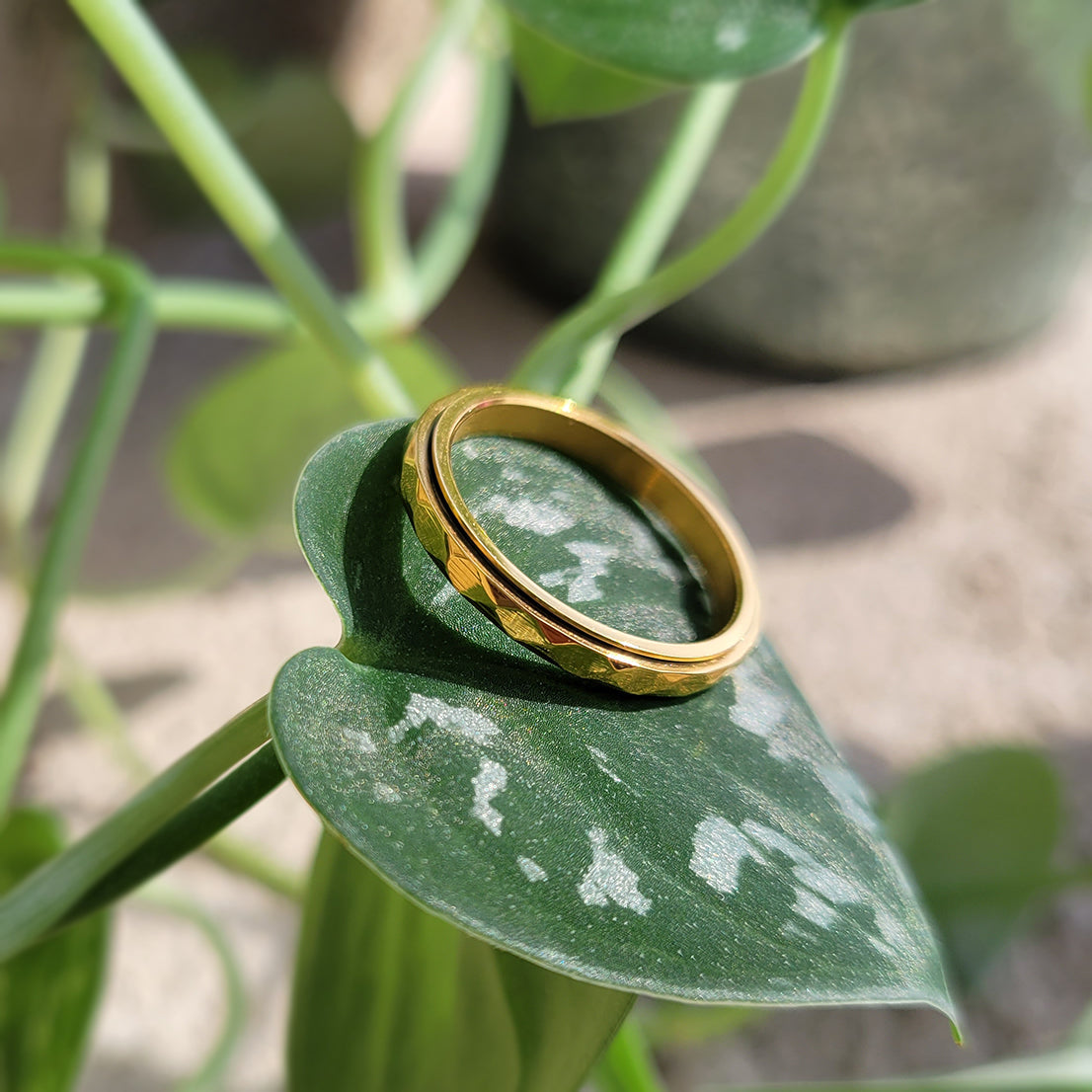 Zierlicher gehämmerter Ring mit Drehfunktion