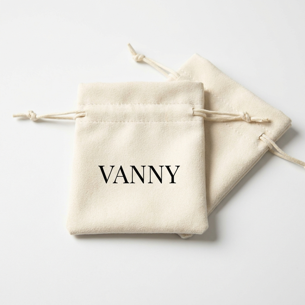 Vanny Jewels cream suede drawstring pouches