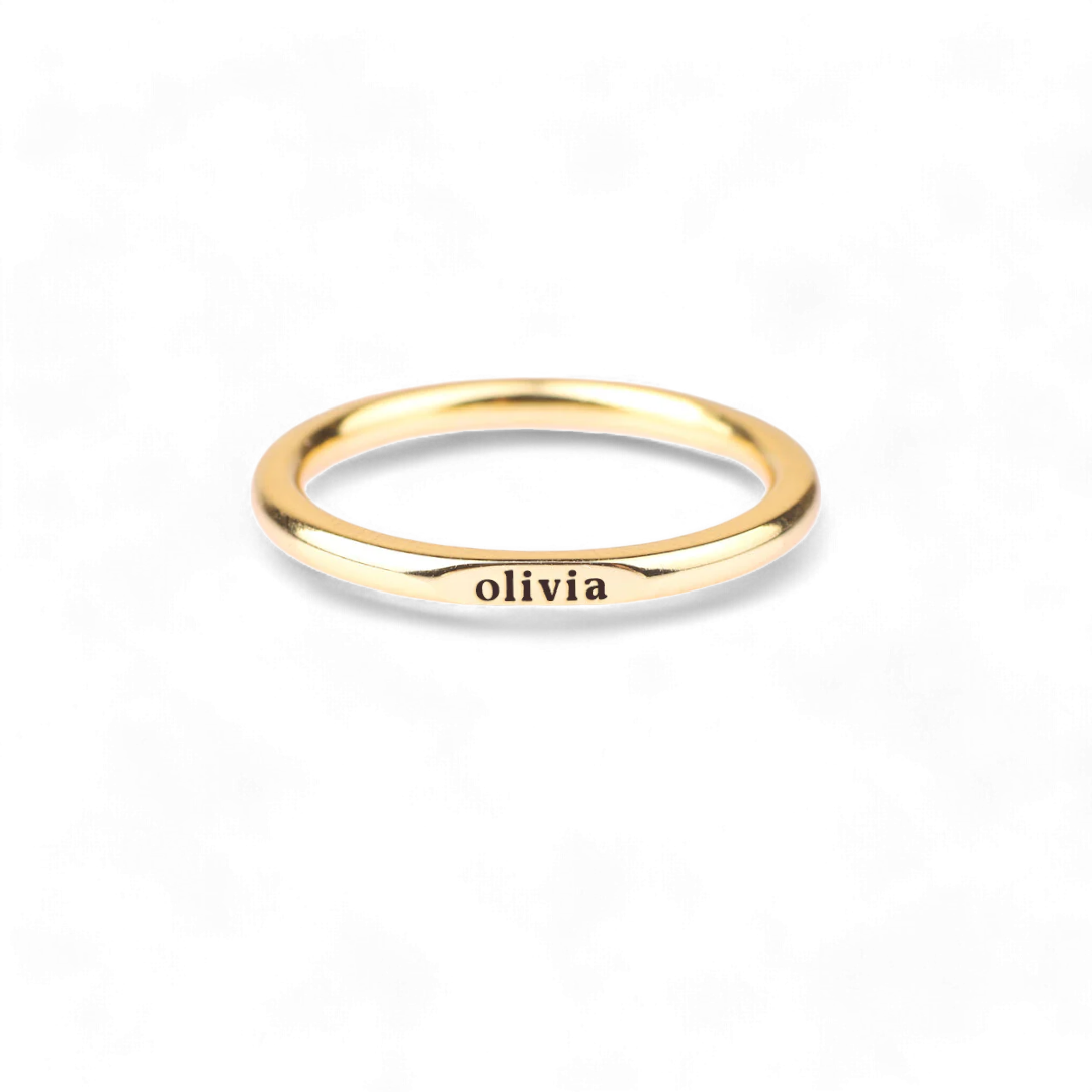 Sterling Silver Flat Top Super Tiny Stackable Name Ring — Vanny Jewels