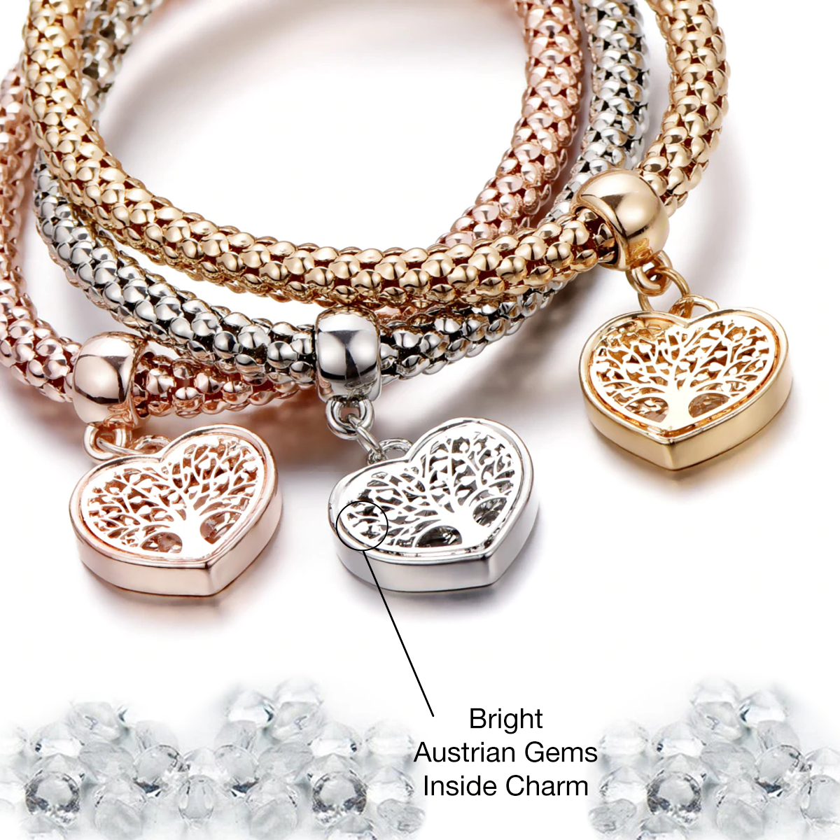 Albero della Vita - Bracciale con ciondolo a cuore in edizione limitata