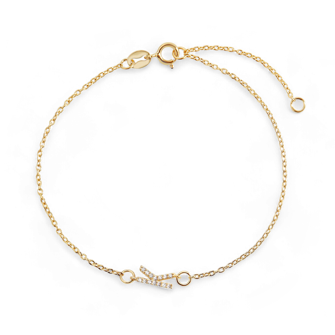 The Skinny Diamond Initial Bracelet — Vanny Jewels