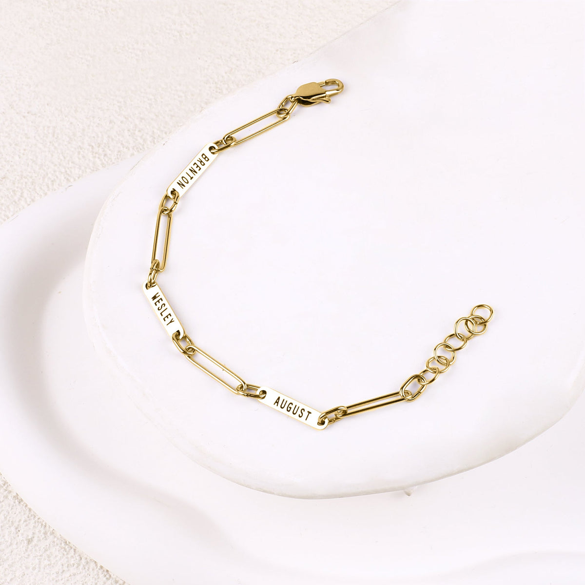 Personalized Paperclip Name Bracelet in gold tone