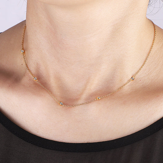 Bezel-Set Five Crystal Necklace — Vanny Jewels