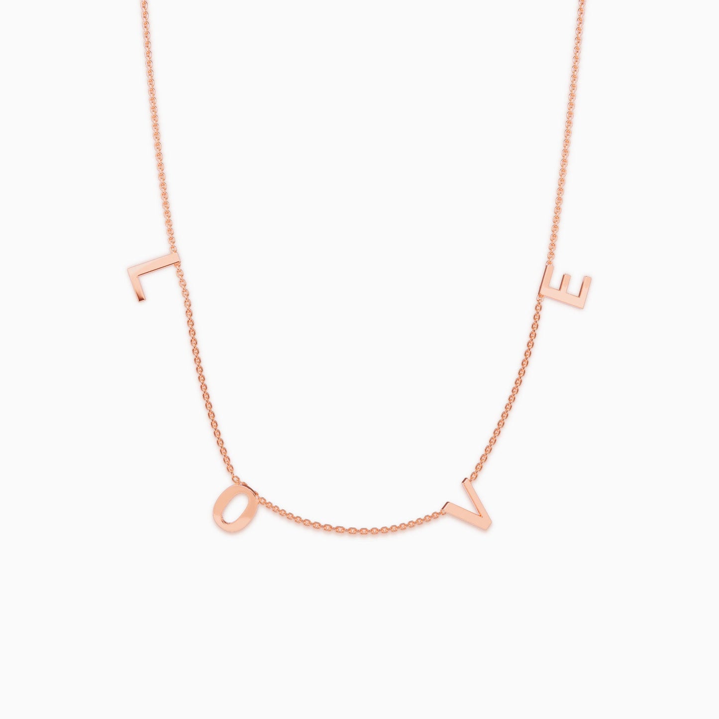 The LOVE Letter Necklace in rose gold tone