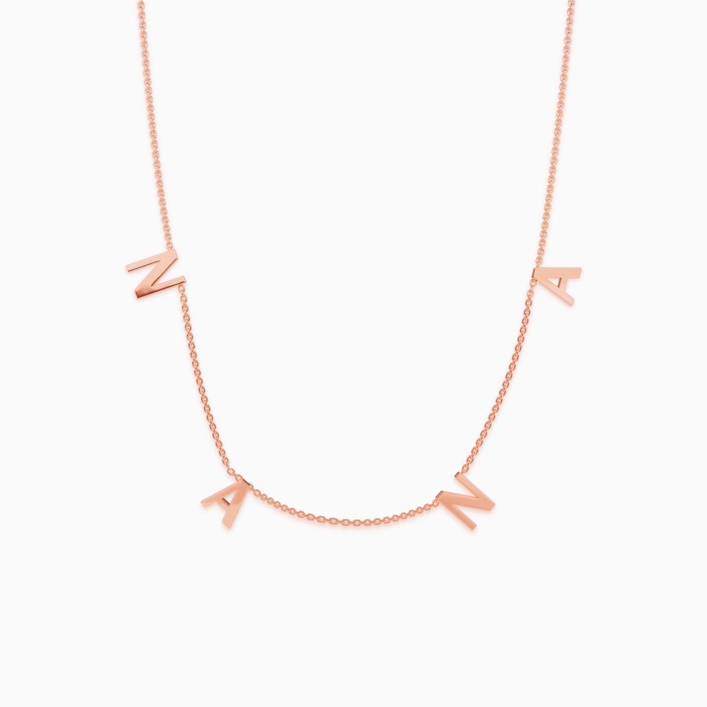 The NANA Letter Necklace in rose gold tone